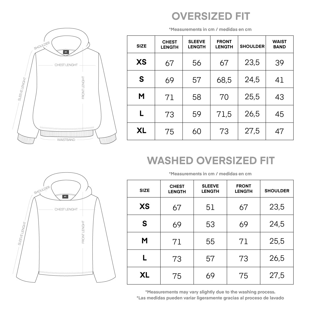 Guía de tallas CHARACTER HOODIE